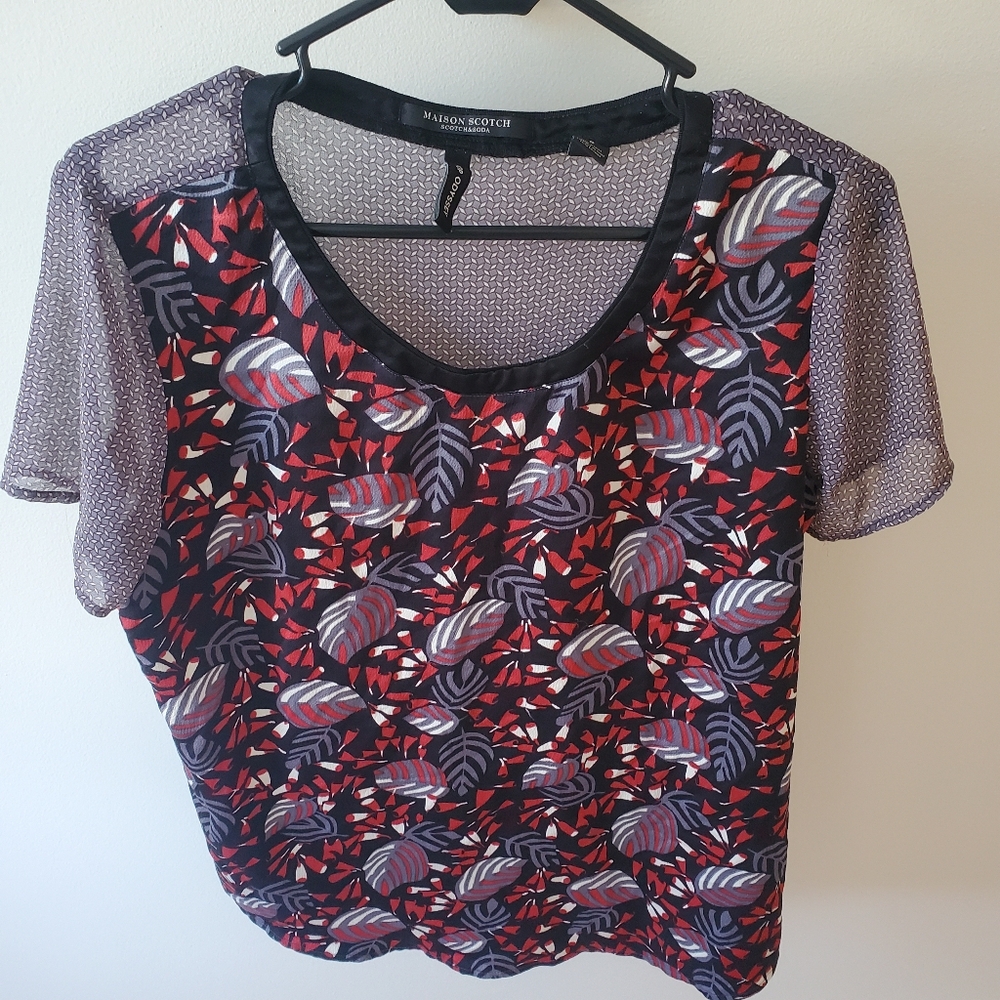 Maison Scotch scotch & soda pop odyssey floral sheer blouse.  Size 2